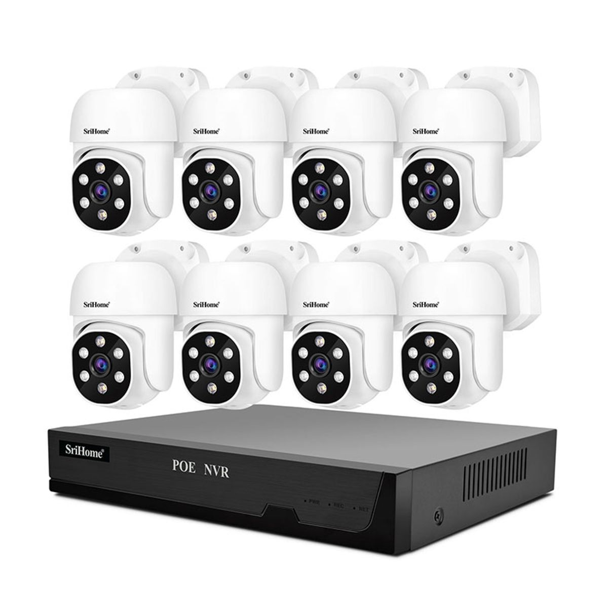 SRIHOME - Kit NVR POE Srihome 8 camaras POE030 + NVR POE NVS005 8CH