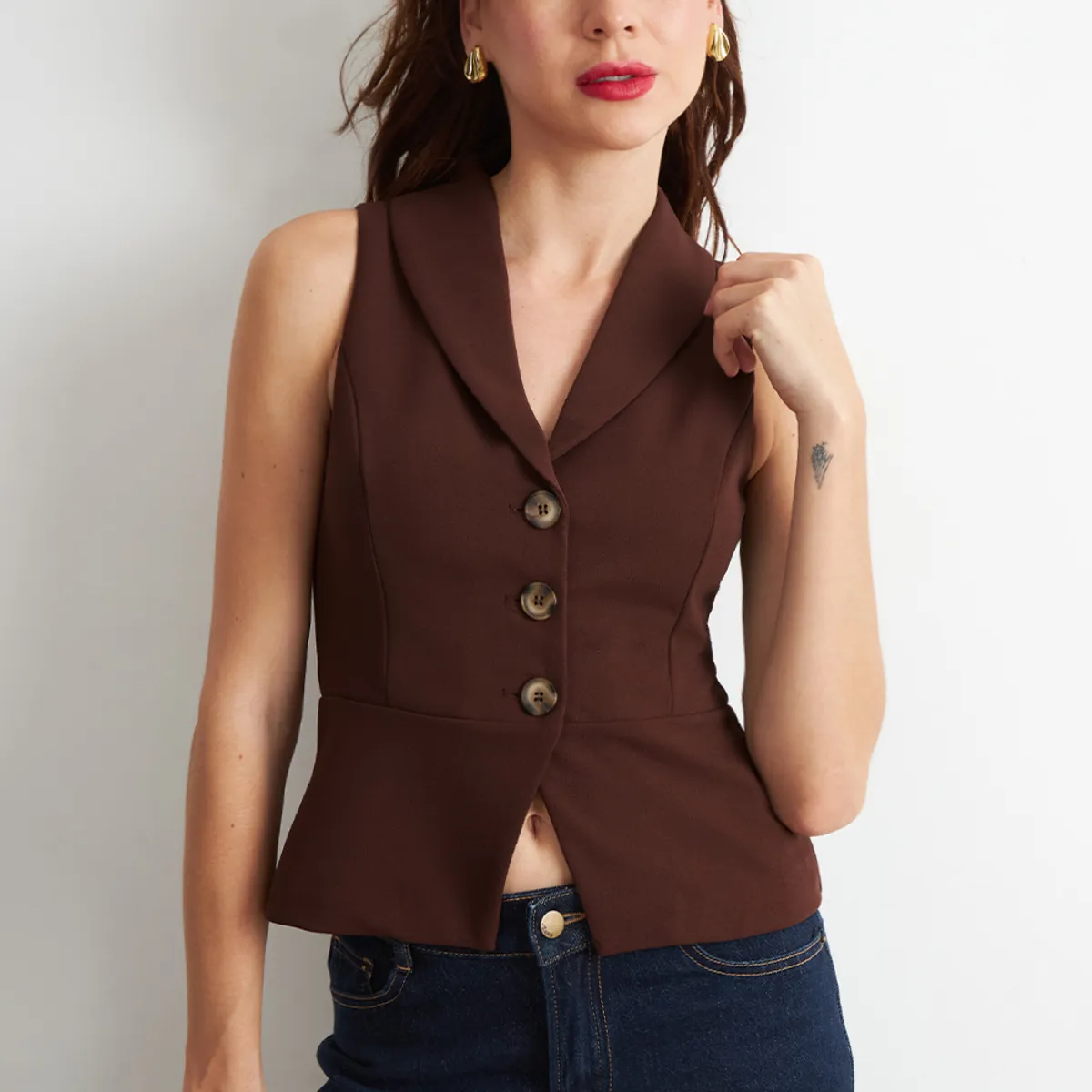 NICOPOLY - Gilet Sastre Entallado Café Nicopoly