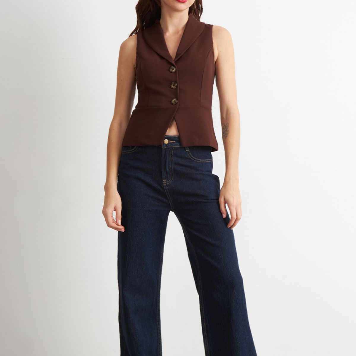 NICOPOLY - Gilet Sastre Entallado Café Nicopoly