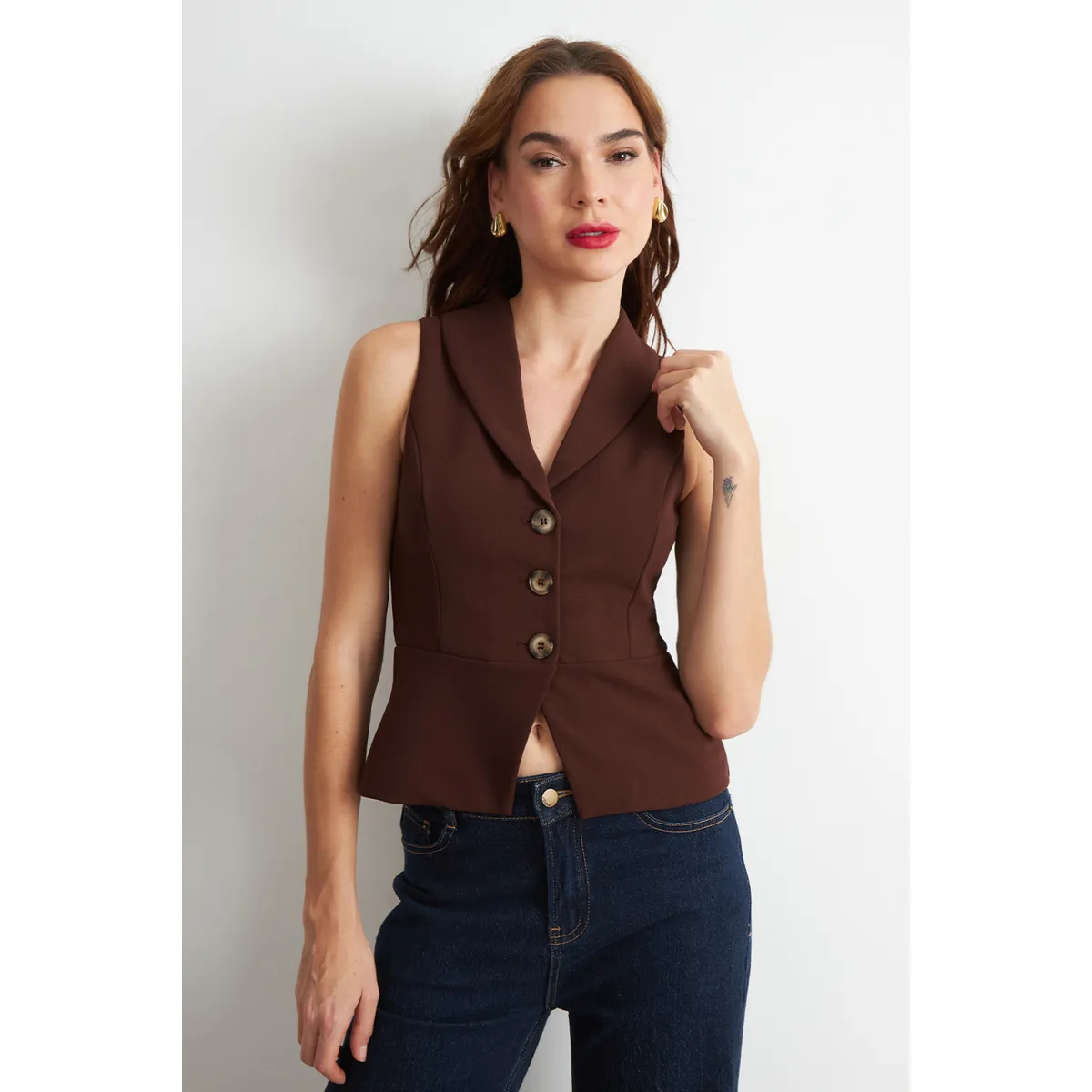 NICOPOLY - Gilet Sastre Entallado Café Nicopoly