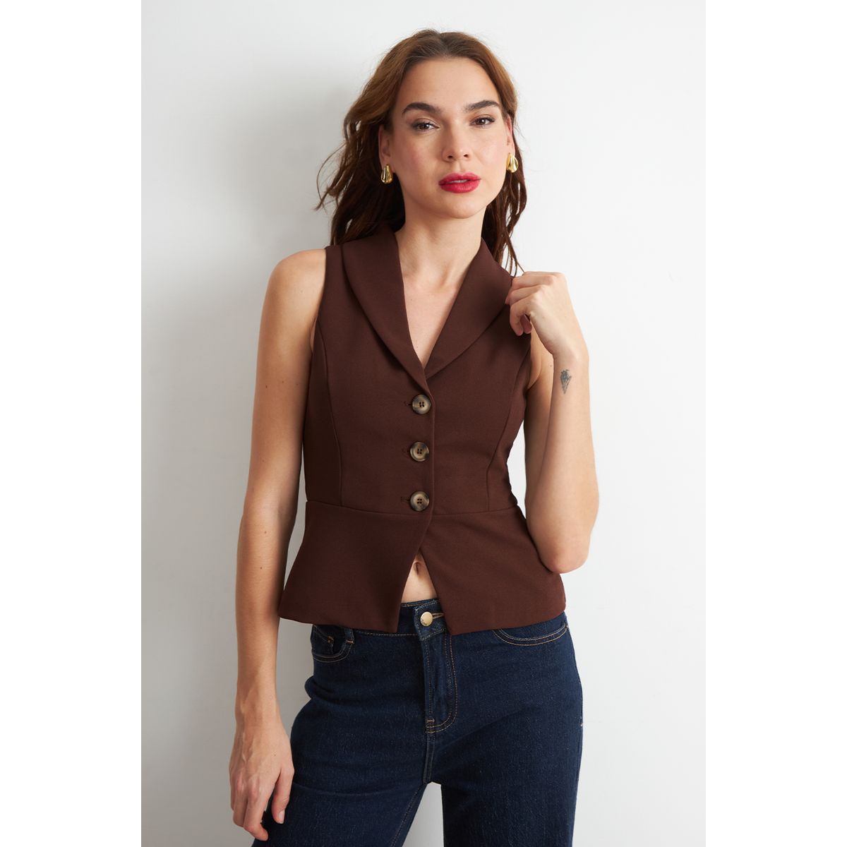 NICOPOLY - Gilet Sastre Entallado Café Nicopoly