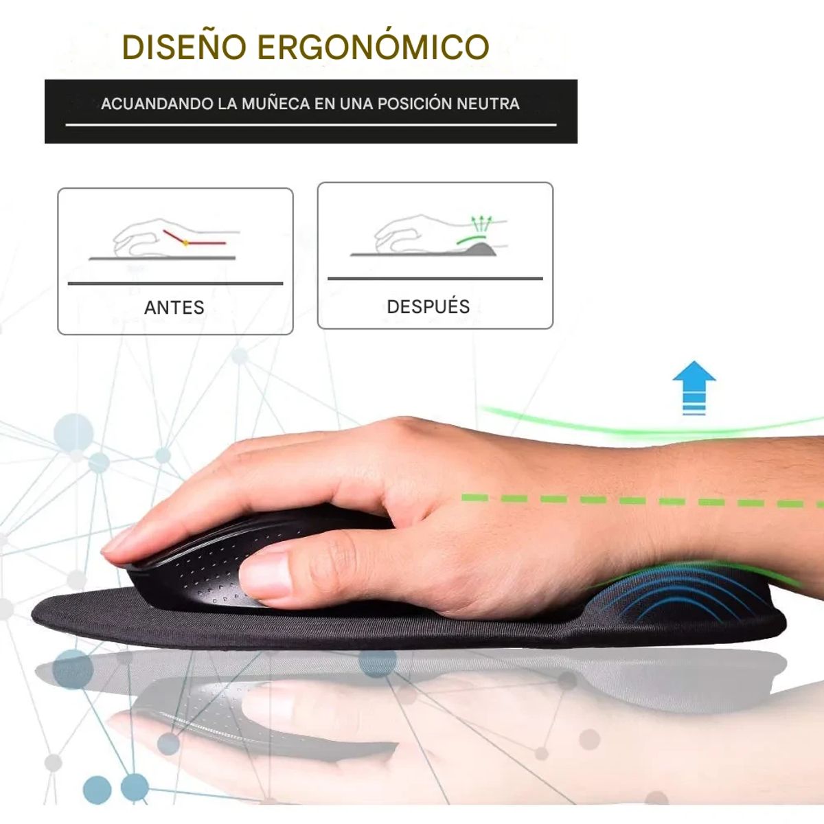 GENERICO - Mouse Pad De Silicona Con Soporte De Muñeca Azul Oscuro