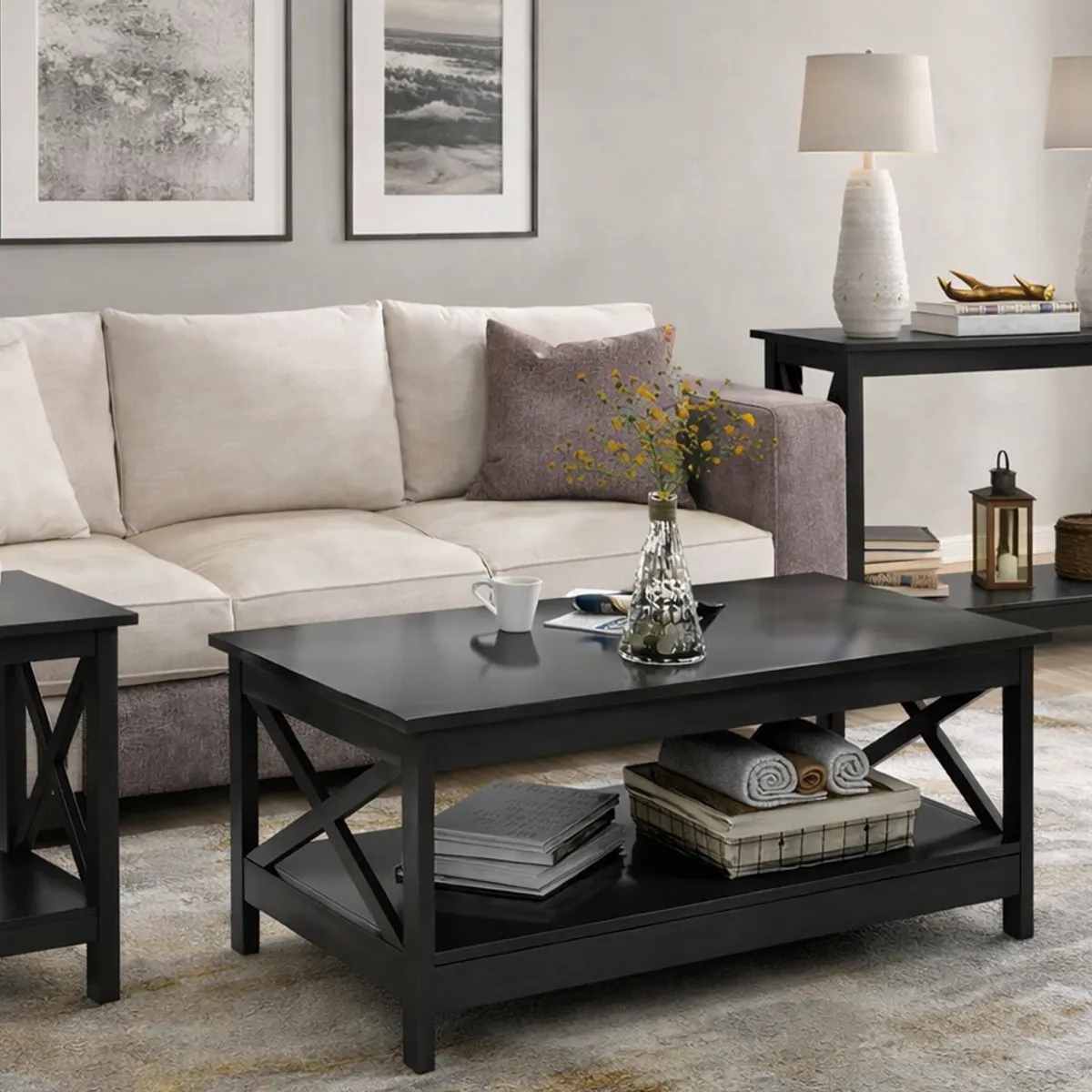 MSA MUEBLES SANTA ANA - Combo Arrimo + Mesa de Centro + Mesa lateral