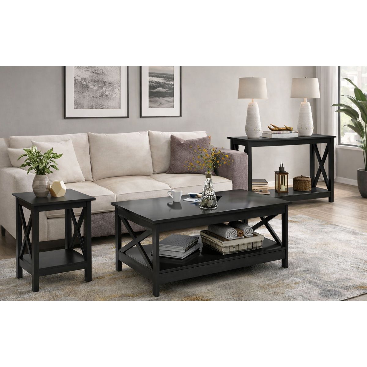 MSA MUEBLES SANTA ANA - Combo Arrimo + Mesa de Centro + Mesa lateral