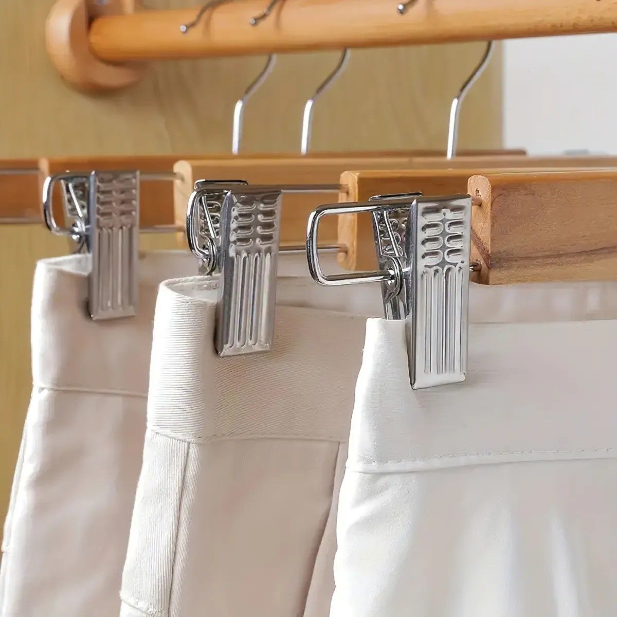 GENERICO - 10 Colgadores De Madera Metal Para Falda Pantalón Con Pinzas Madera Con Pinzas BELUG