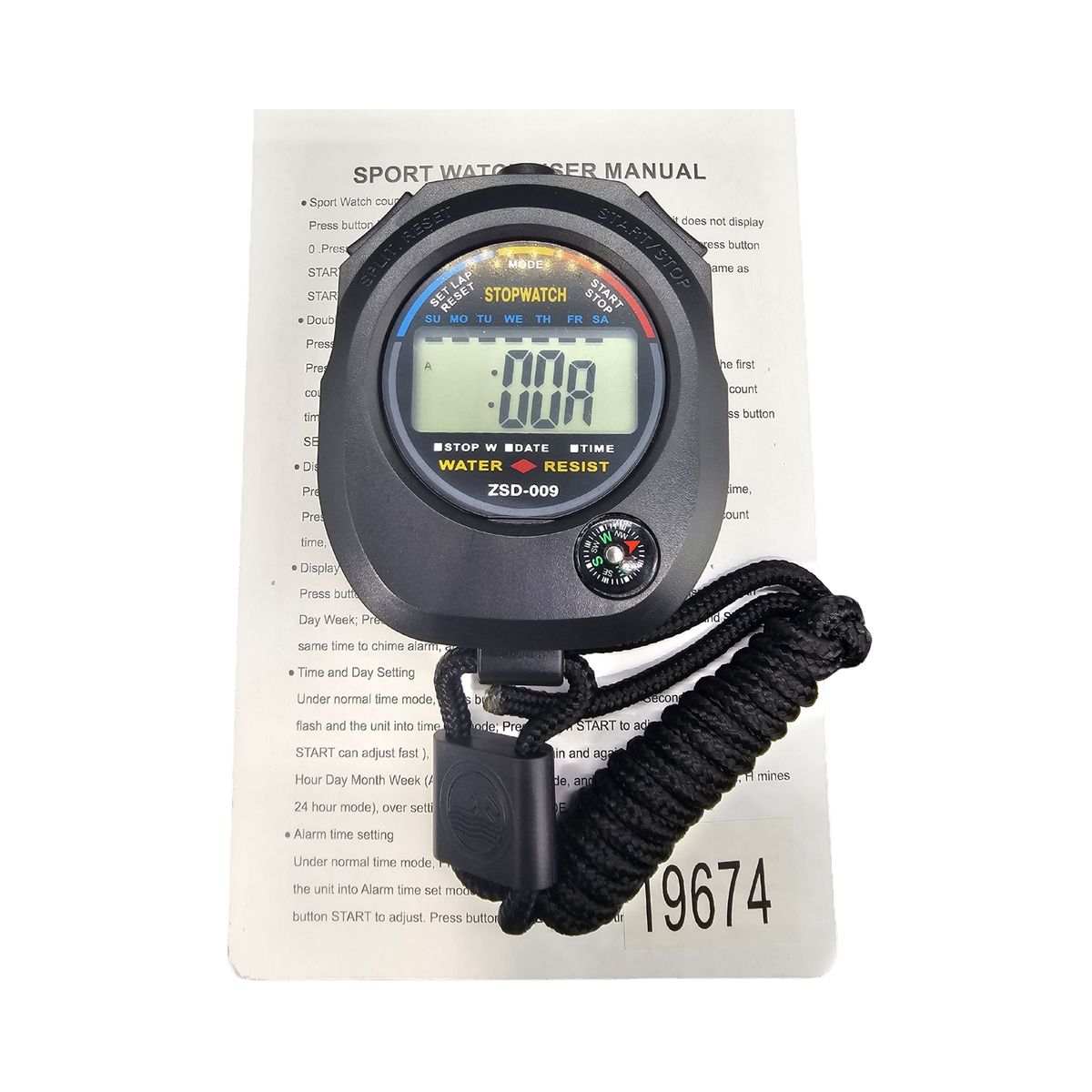GENERICO - Cronómetro Digital Deportivo Con Brujula Y Alarma Resit Wate Negro