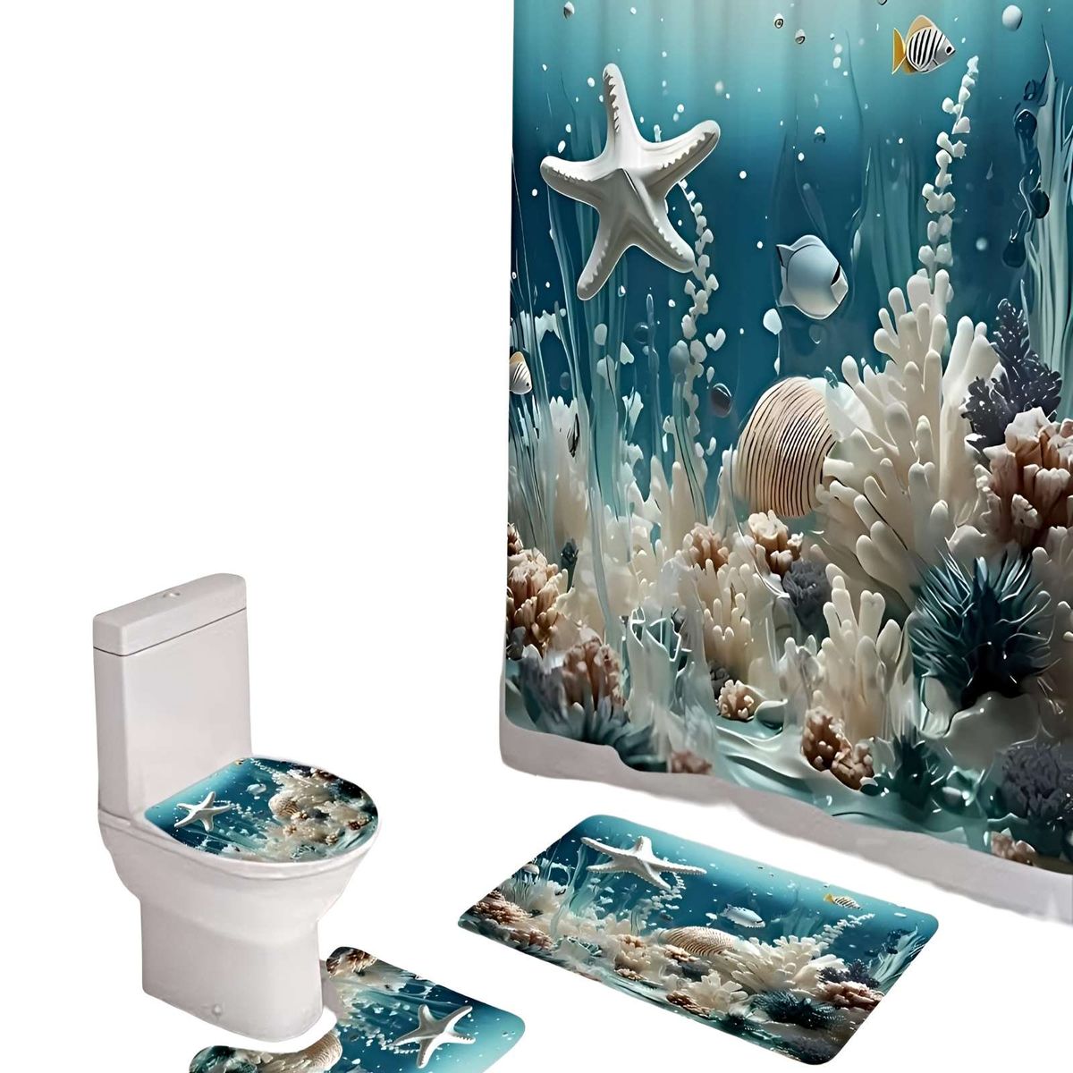 GENERICO - JUEGO DE BAÑO COMPLETO MODELOS UNICOS 4 PIEZAS S19
