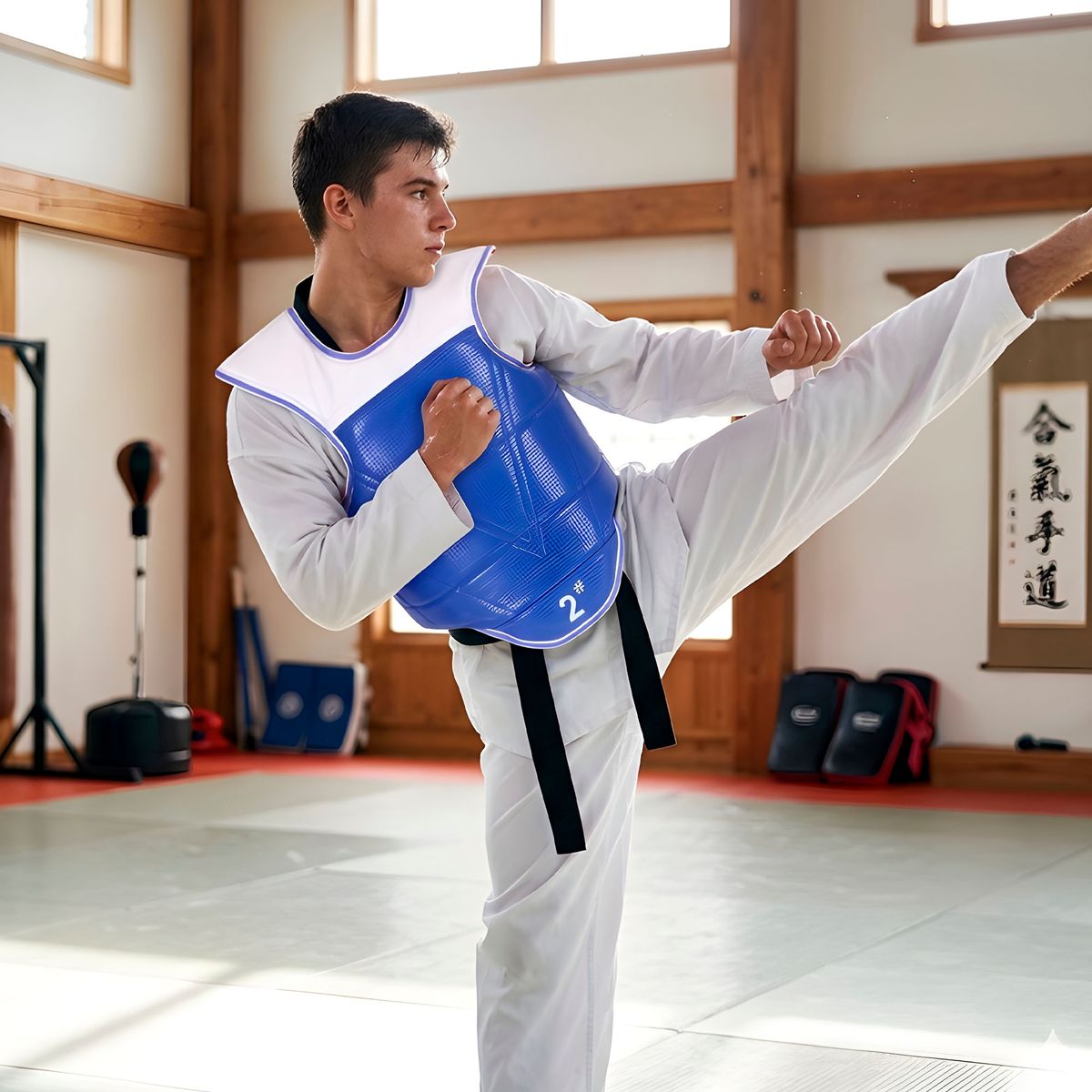 GENERICO - Pechera Protector Corporal Reversible Taekwondo Boxeo Karate Azul Talla S