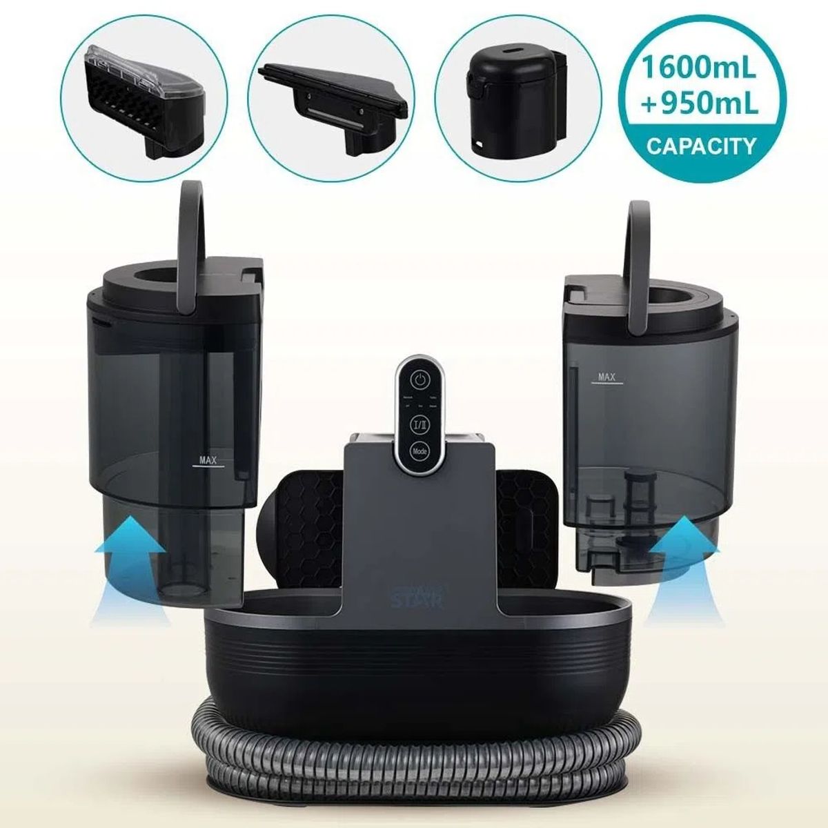 RIOVEO - Aspiradora Lava Tapiz Alfombras Hogar Multiuso 500w Negro