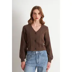 NICOPOLY - Cárdigan Diseño Trenzado Café