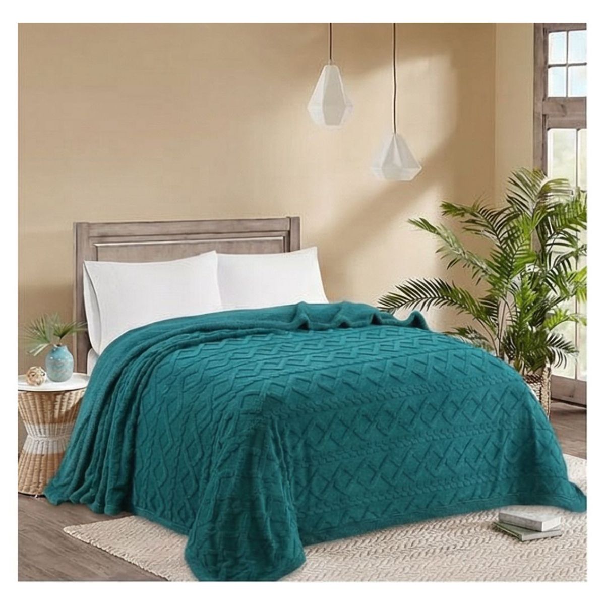 GENERICO - Frazada Sherpa 2 Plazas Texturizada 200x230 cm - Varios Colores