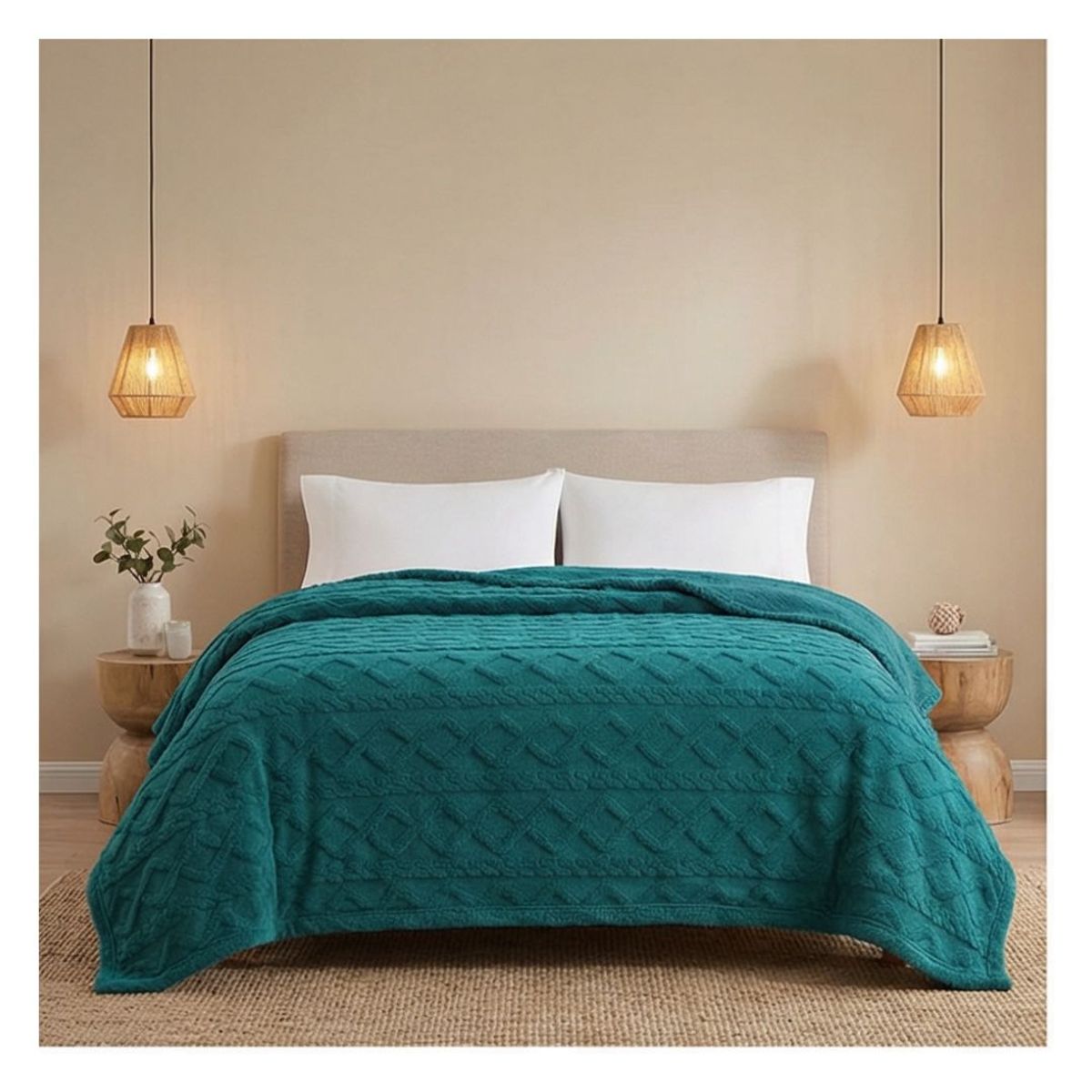 GENERICO - Frazada Sherpa 2 Plazas Texturizada 200x230 cm - Varios Colores