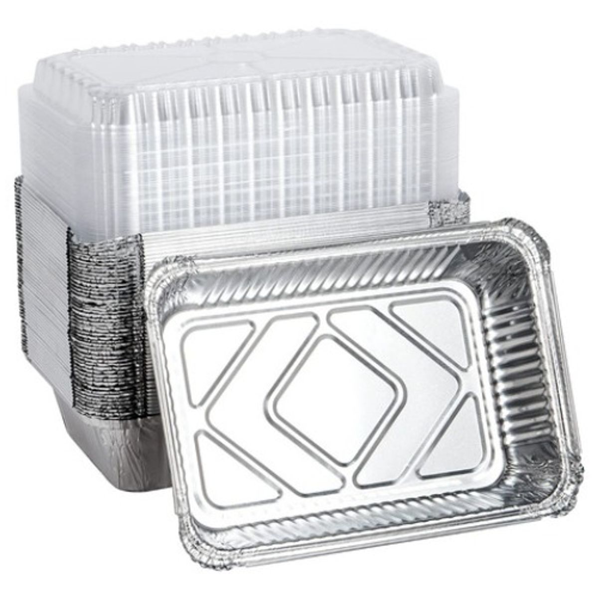 GENERICO - Bandeja  Envase De Aluminio C-30 Ctapa Domo 20 Unidades Plateado