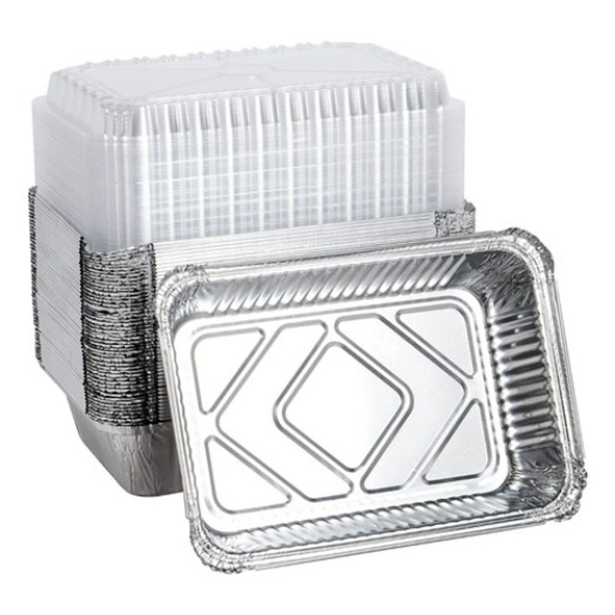 GENERICO - Bandeja  Envase De Aluminio C-30 Ctapa Domo 20 Unidades Plateado