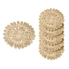 RIOVEO - Set 6 Individuales Mantel Fibra Natural Yute 35 Cm Pack 6 Beige Liso