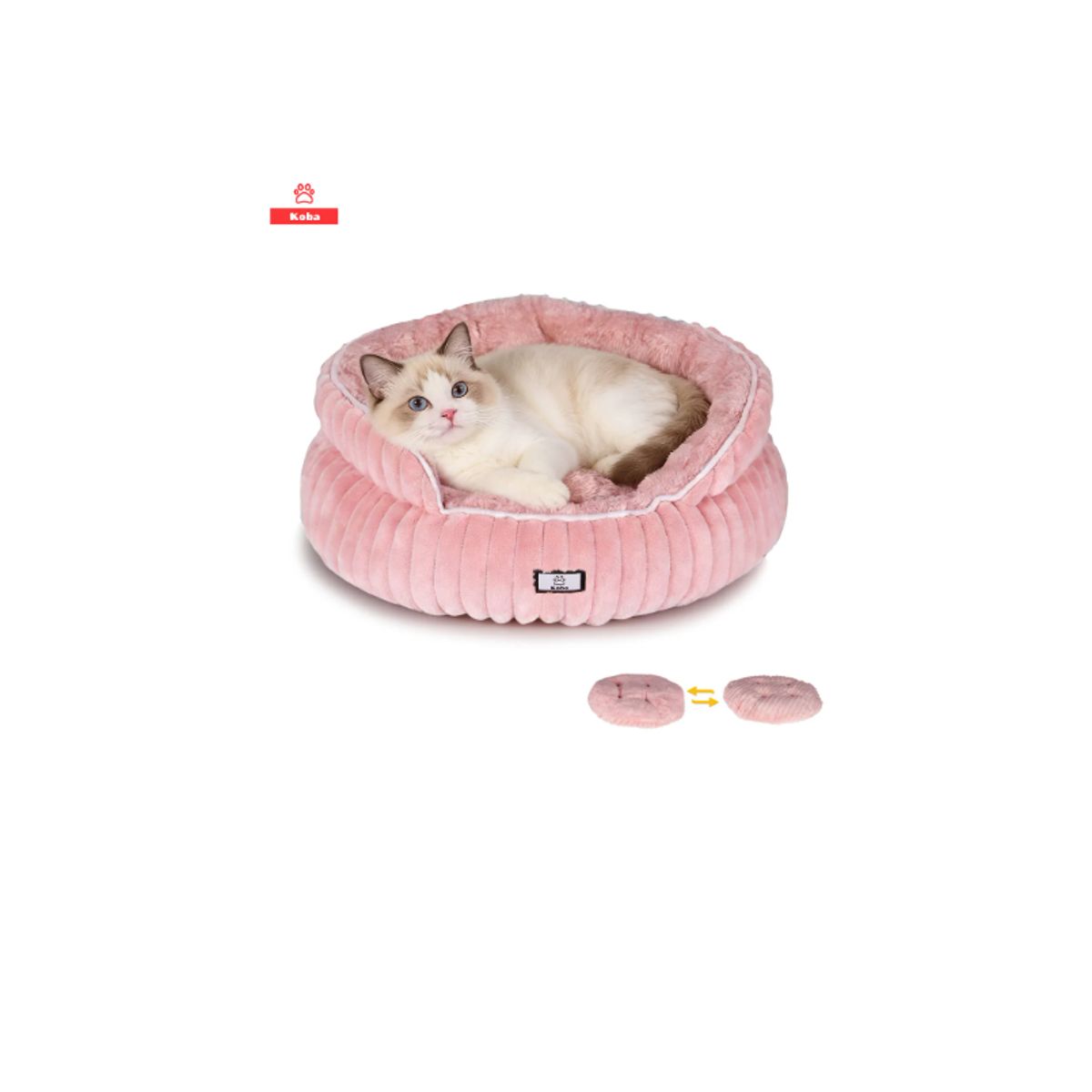 GENERICO - Cama Antiestrés Para Mascota Gatos Perros Lavable 50x50x20cm Con Cojín Reversible