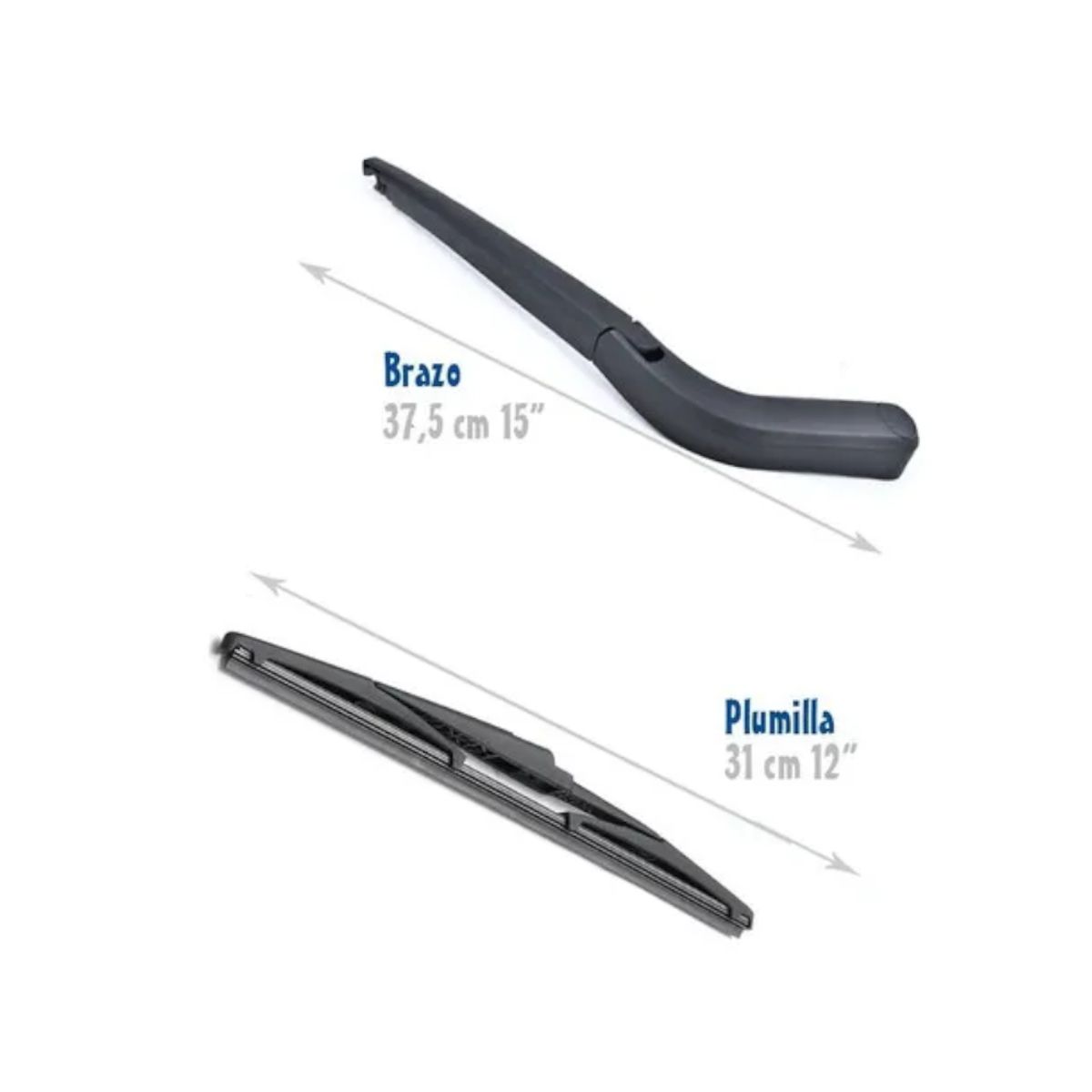 GENERICO - Brazo y Plumilla Trasera 12 Pulgadas Chevrolet Spark LT