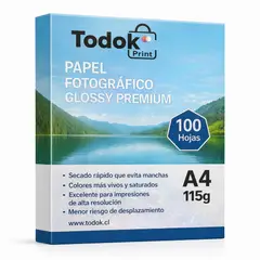 TODOK - Papel Fotográfico Brillante A4 115g 100 Hojas