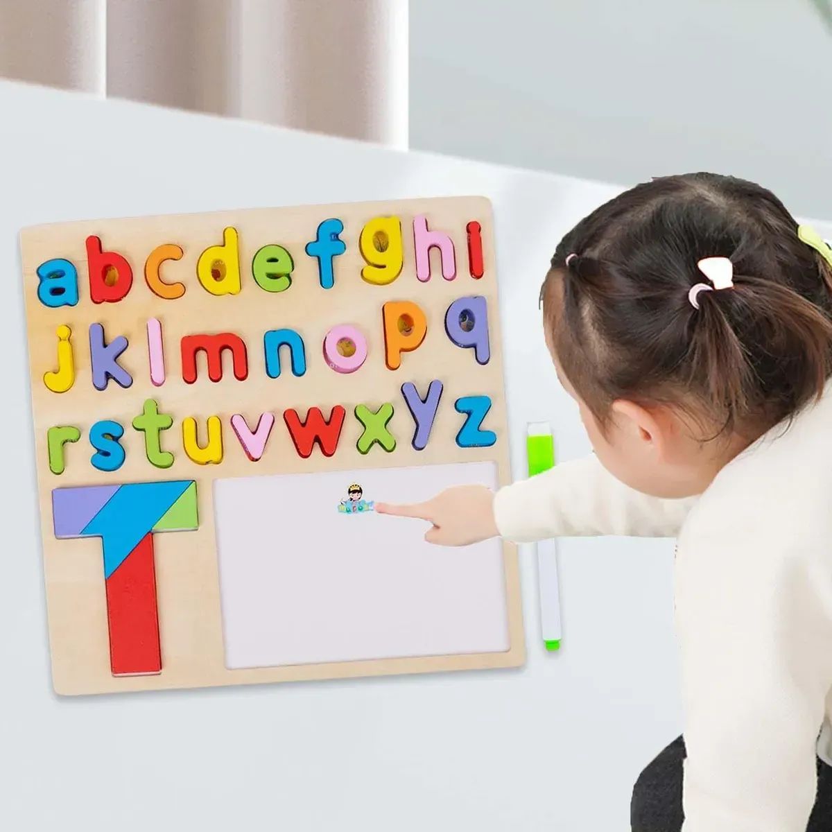 GENERICO - Kit Juegos Educativos Preescolar Aprendizaje Didáctico Multicolor Abecedario, Números, Reloj Madera