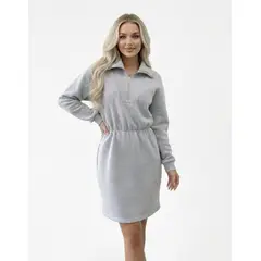 HAMI BOUTIQUE - Vestido de Invierno Gris con Cierre