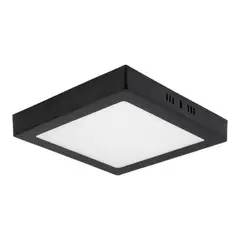 GENERICO - Foco Led Negro 18w Cuadrado Sobrepuesto 22x22cm Luz Fria 220