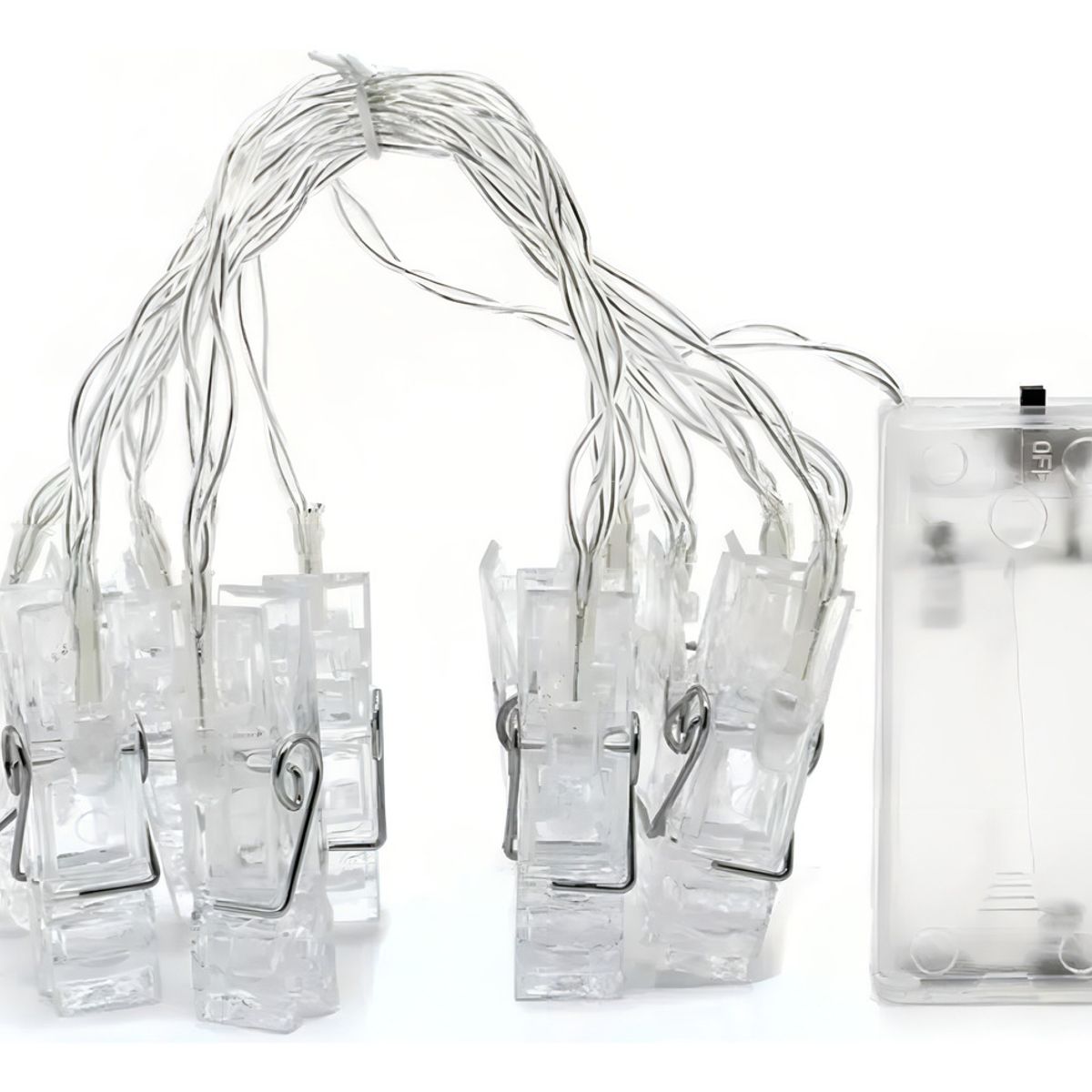 GENERICO - Guirnalda LED con Clips para Fotos 2m 10 Luces Cálidas a Pilas