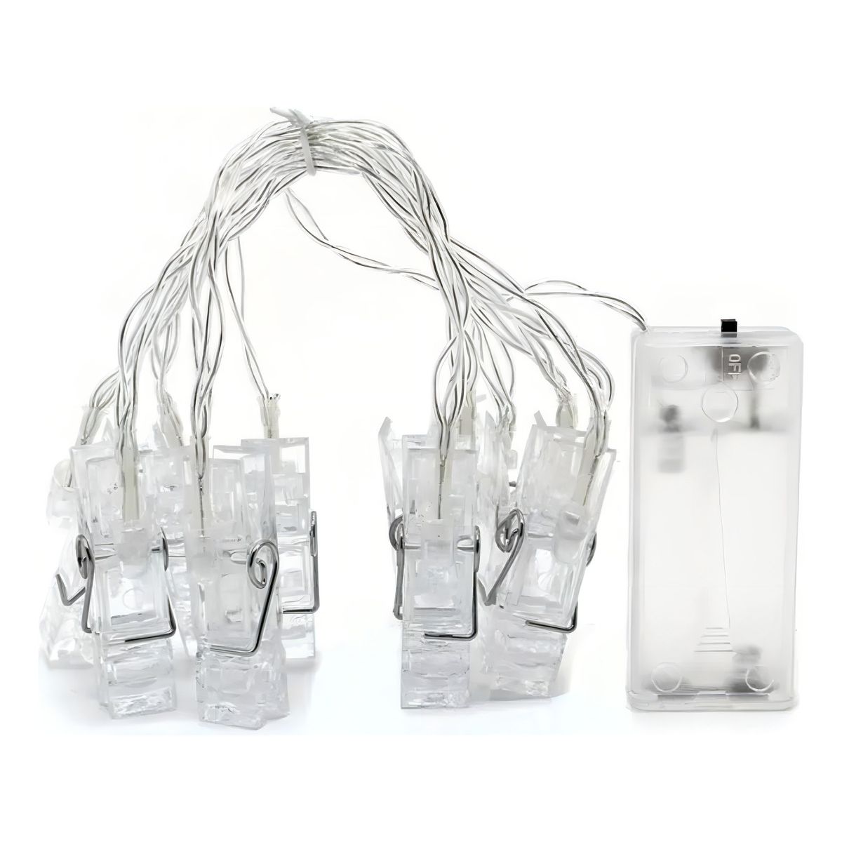 GENERICO - Guirnalda LED con Clips para Fotos 2m 10 Luces Cálidas a Pilas