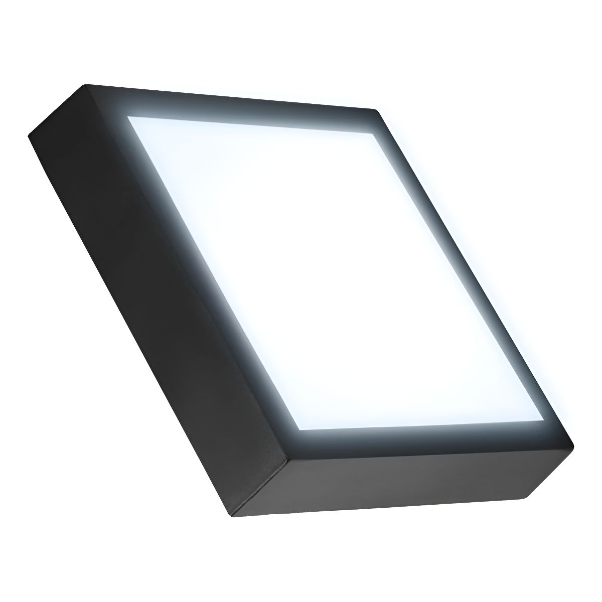 GENERICO - Foco Led 12w Cuadrado Negro 17x17cm Sobrepuesto Luz Fría Estructura Blanco