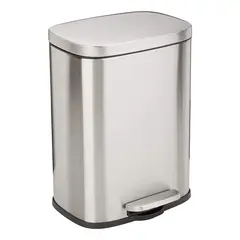 GENERICO - Basurero Acero Inoxidable Cierre Suave 15 Lts Pedal Color Plateado - 325016