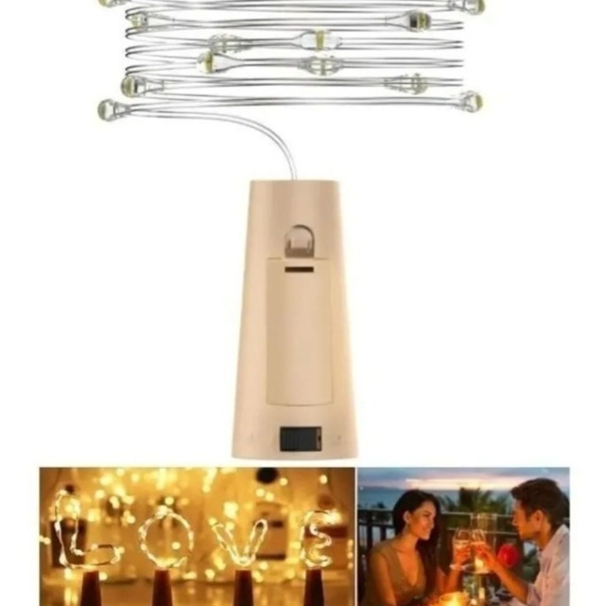 GENERICO - X2 Luces Corcho Hada Alambre Led Boda Deco Decoraciones Luces Blanco quente