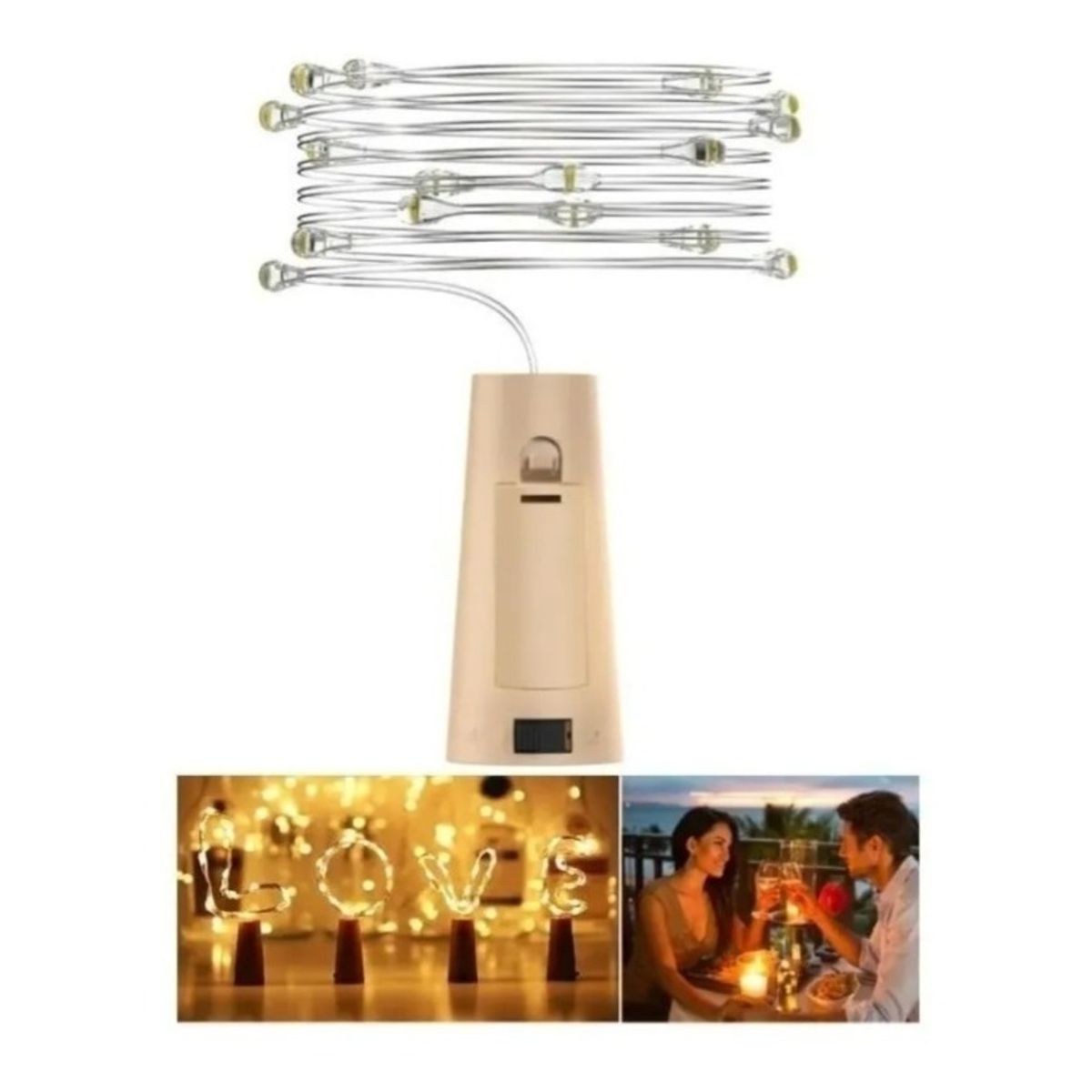 GENERICO - X2 Luces Corcho Hada Alambre Led Boda Deco Decoraciones Luces Blanco quente