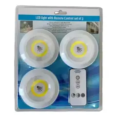 GENERICO - Set 3 Luces Led De Emergencia Inalámbricas Control Remoto Color Blanco - 262083