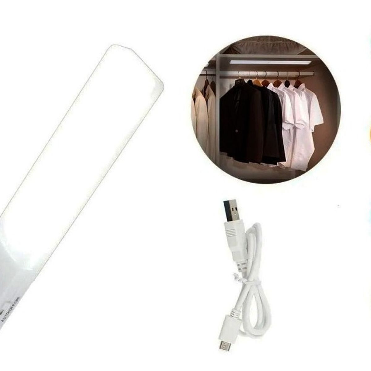 GENERICO - Luz Led 20cm Recargable Sensor Movimiento Interior Exterior Color Blanco - 228131