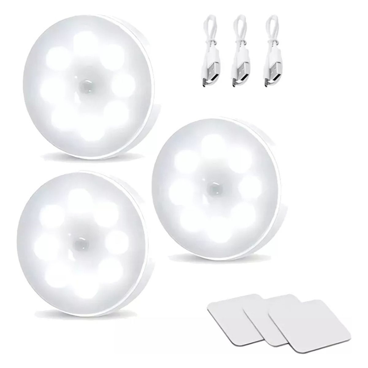 GENERICO - X3 Luz Emergencia Recargable Led Con Sensor Movimiento 6000k Color BLANCO - 295085