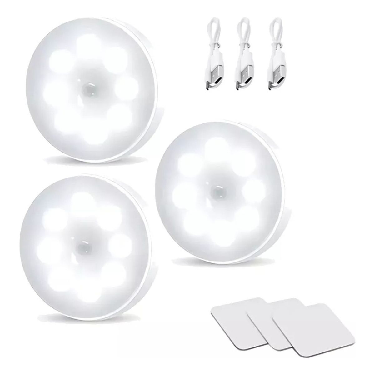 GENERICO - X3 Luz Emergencia Recargable Led Con Sensor Movimiento 6000k Color BLANCO - 295085