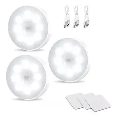 GENERICO - X3 Luz Emergencia Recargable Led Con Sensor Movimiento 6000k Color BLANCO - 295085