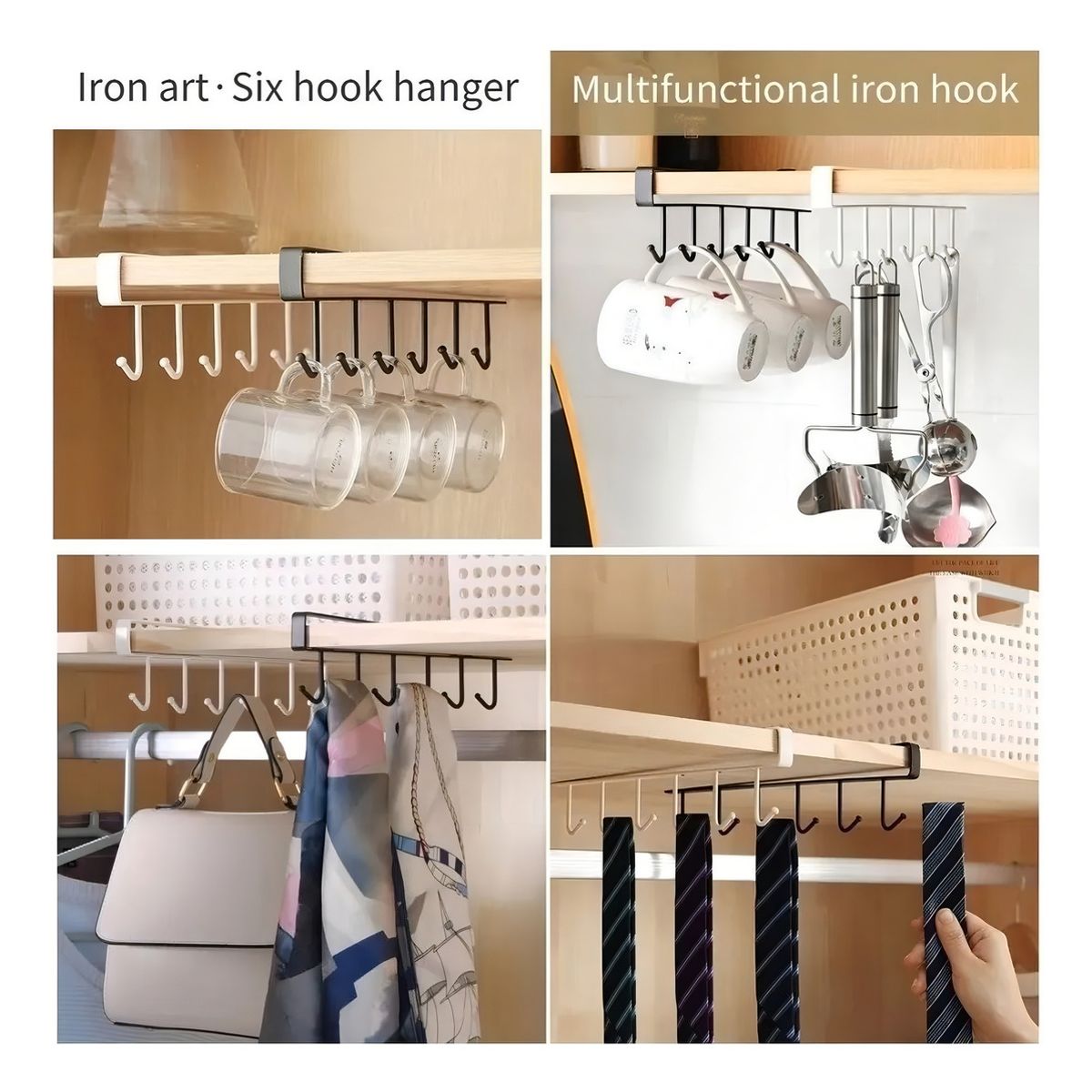 GENERICO - Organizador Soporte Colgador De Tazas Utensilios De Cocina Color Negro