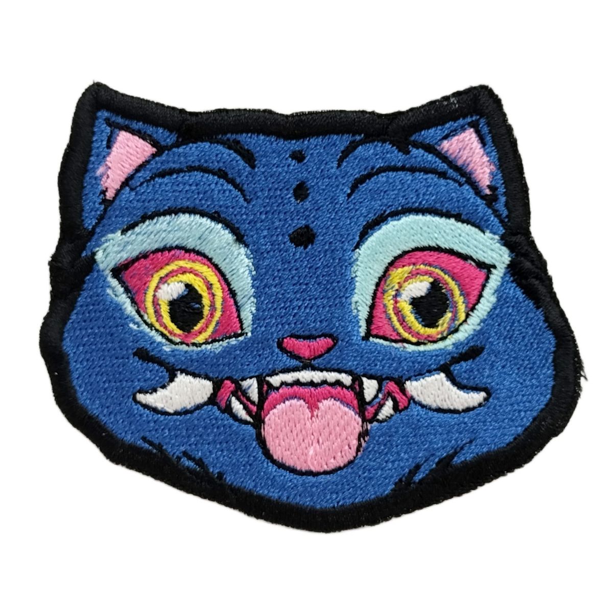 GENERICO - Parche Bordado Gato Demonio Azul Termoadhesivo Ropa