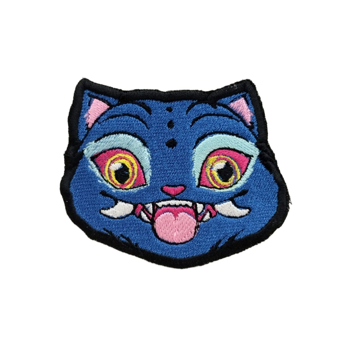 GENERICO - Parche Bordado Gato Demonio Azul Termoadhesivo Ropa