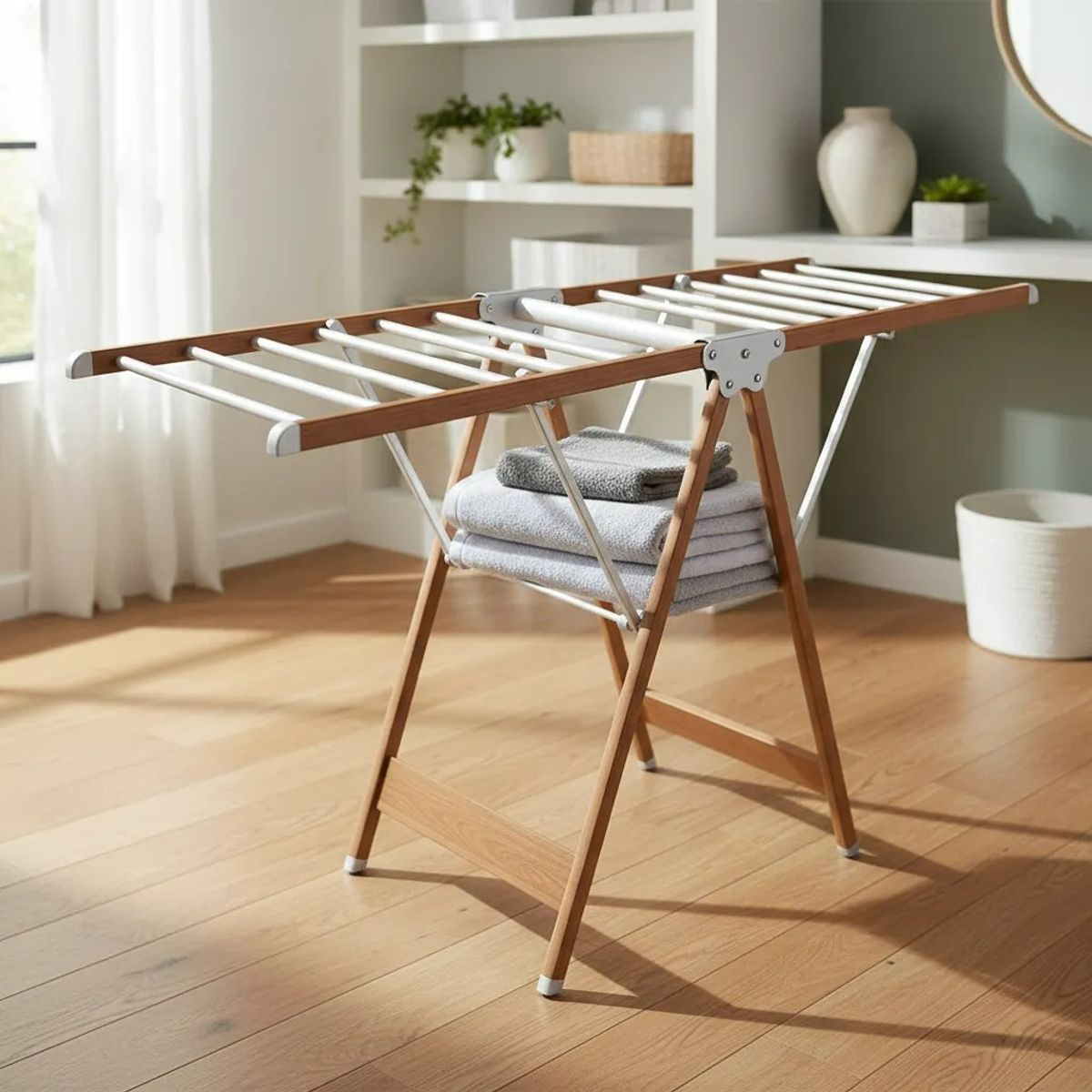 BLUE MOUNTAIN - Tendedero De Ropa De 2 Nivel Para Interiores Y Exteriores Madera