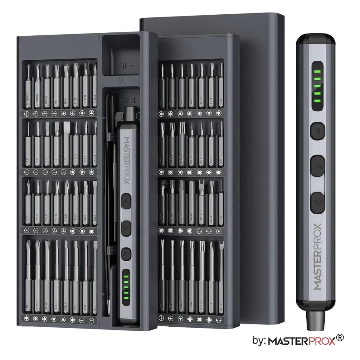 MASTER PROX - Mini Destornillador Y Atornillador Electrico Inalambrico Recargable 68 En 1 Puntas Magneticas Premium