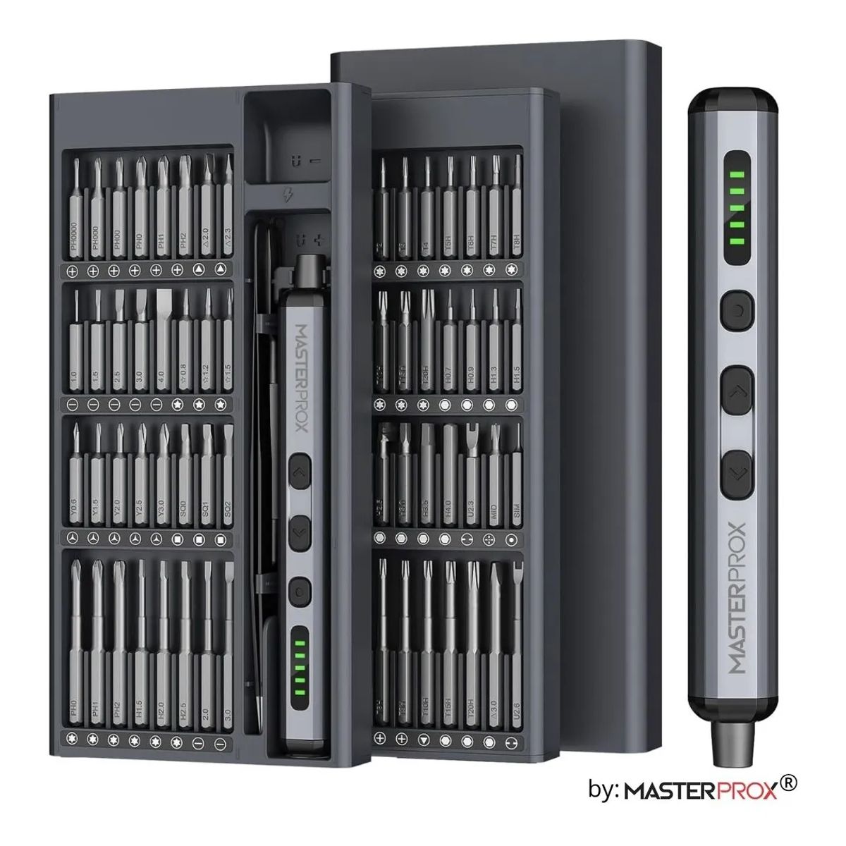 MASTER PROX - Mini Destornillador Y Atornillador Electrico Inalambrico Recargable 68 En 1 Puntas Magneticas Premium