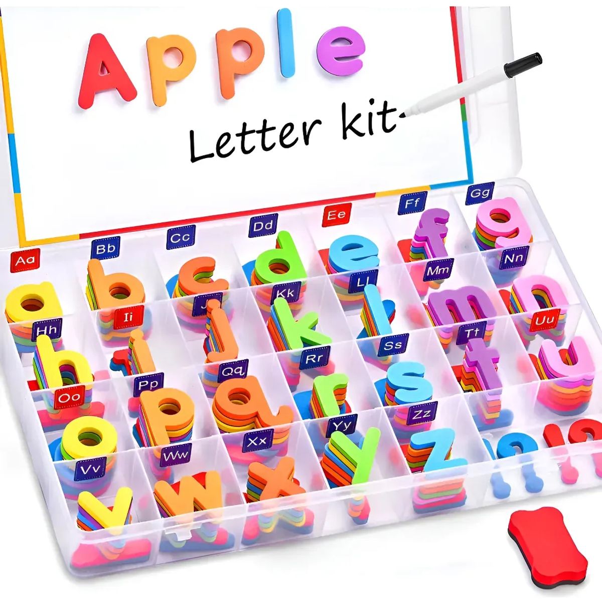 GENERICO - Kit Pizarra Con Letras Colores Magnéticas Educativo 104pcs Pizarra Blanca