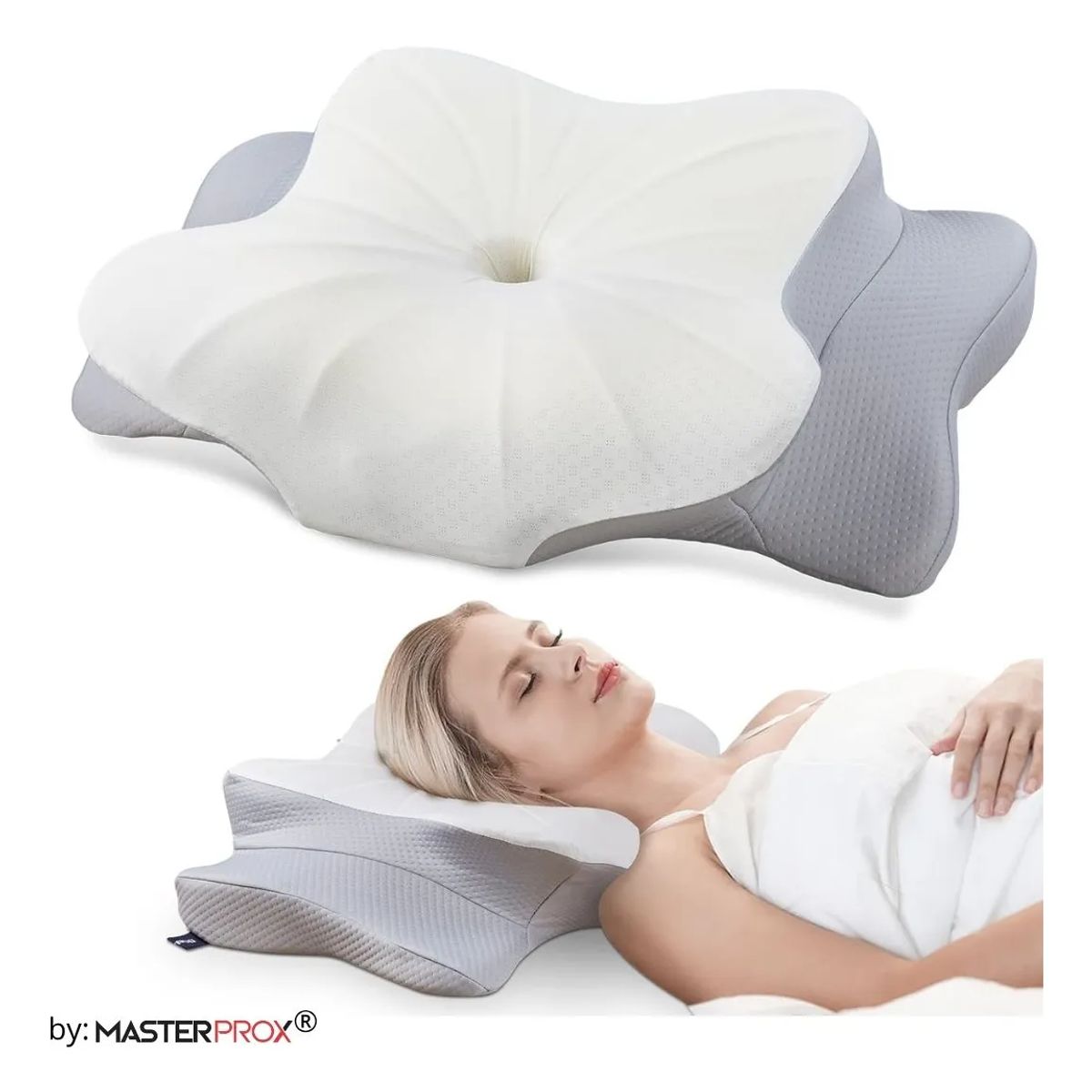 MASTER PROX - Almohada Cervical Para Cuello Y Hombro Ortopédica Cojín Ergonomico Cuello Memory Foam Premium Cervical Alivio