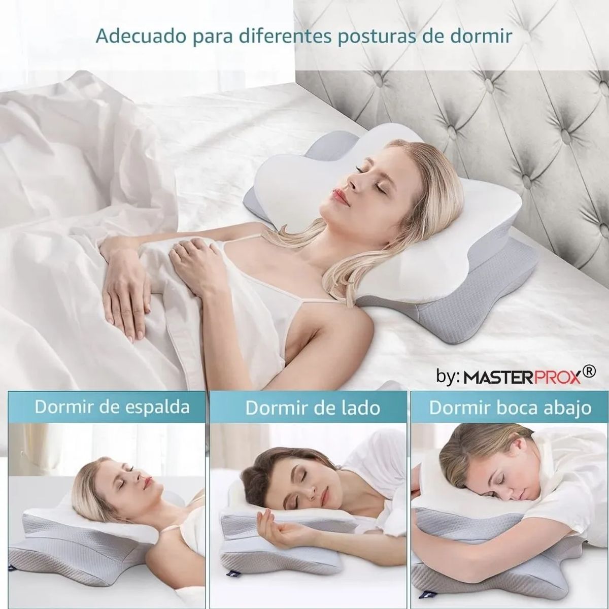 MASTER PROX - Almohada Cervical Para Cuello Y Hombro Ortopédica Cojín Ergonomico Cuello Memory Foam Premium Cervical Alivio