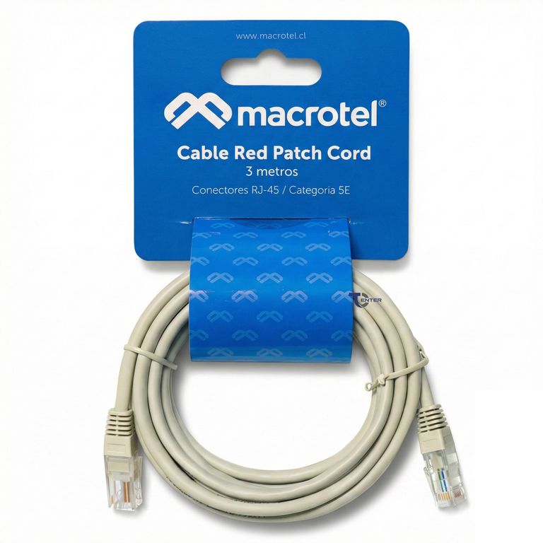 MACROTEL Cable de Red 3 mt Patch Cord UTP Cat 5E MC-2004