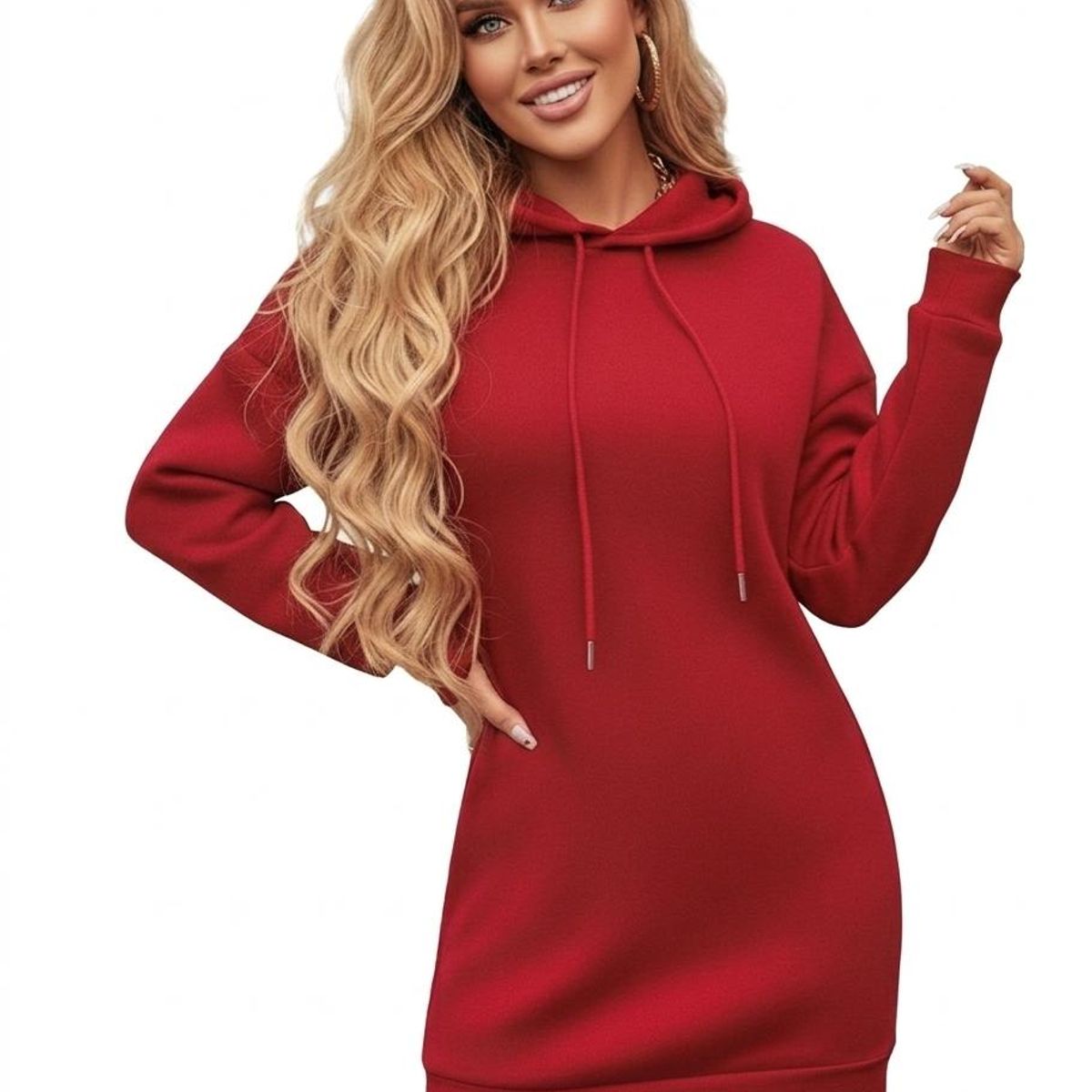 HAMI BOUTIQUE - Vestido de Invierno Rojo con capucha