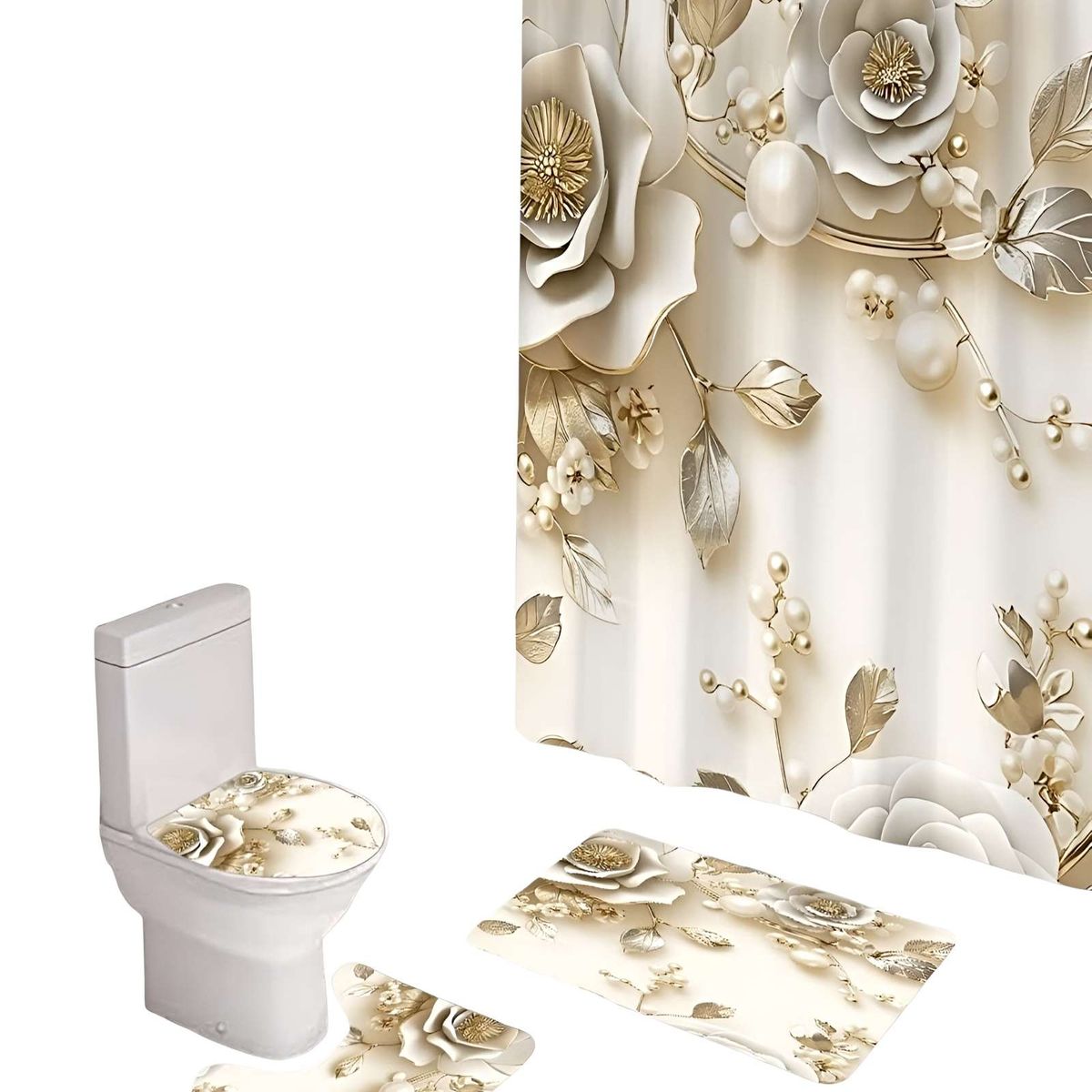 GENERICO - SET DE BAÑO COMPLETO MODELOS UNICOS 4 PIEZAS S06