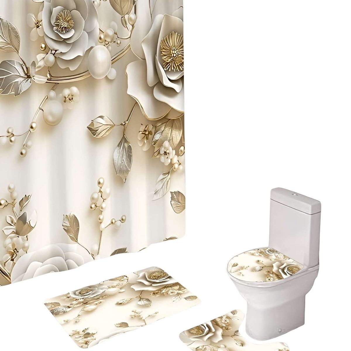 GENERICO - SET DE BAÑO COMPLETO MODELOS UNICOS 4 PIEZAS S06