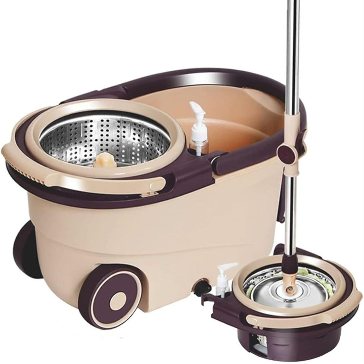 GENERICO - Trapero Mopa Giratoria 360º Con Balde Centrifugador Acero Inoxidable
